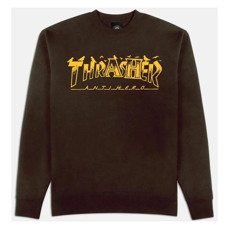 Thrasher x Antihero Pigeon Mag  crewneck, brown
