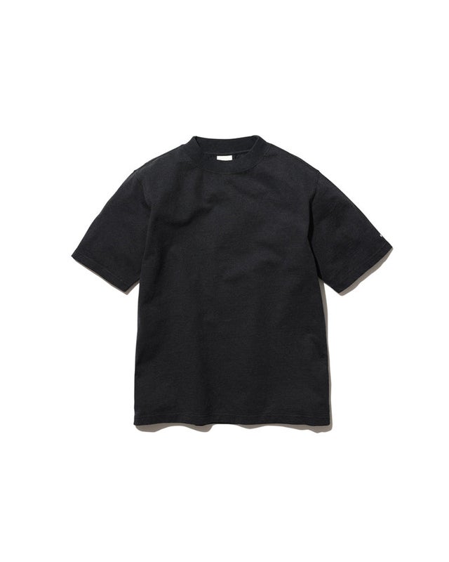 Snow Peak Recycled Cotton Mockneck Tee, black.