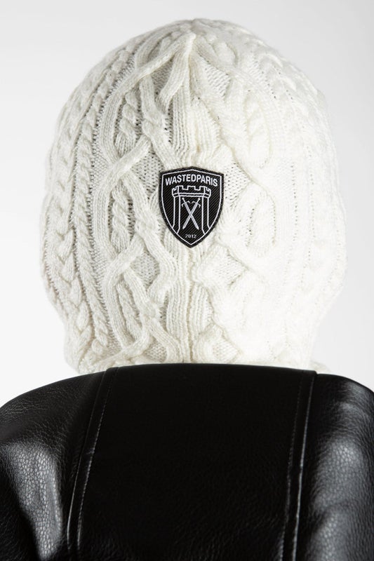 Wasted Paris Rain Cable balaclava, off white