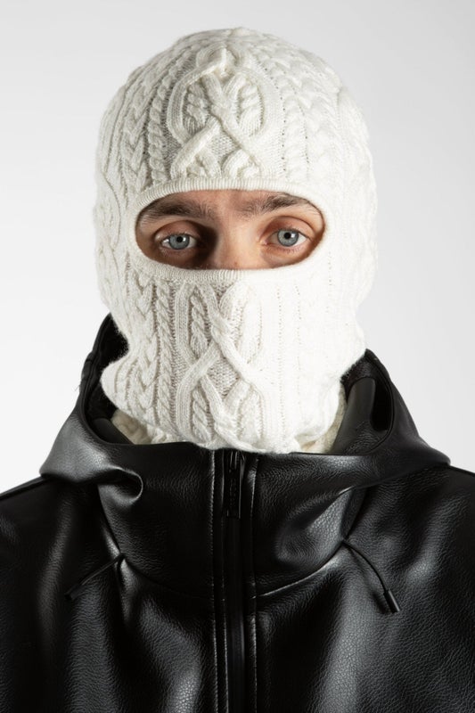 Wasted Paris Rain Cable balaclava, off white