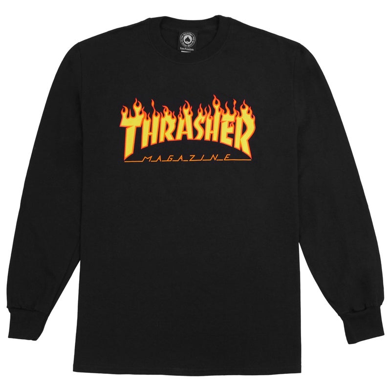 Thrasher Flame Logo Longsleeve tee, black