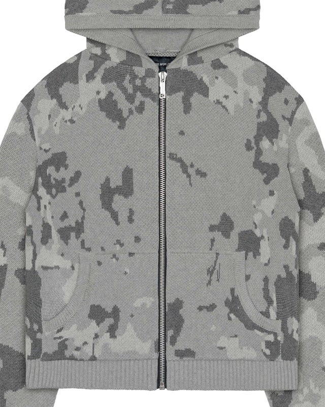 Racer Grey Camo Knit Hoodie