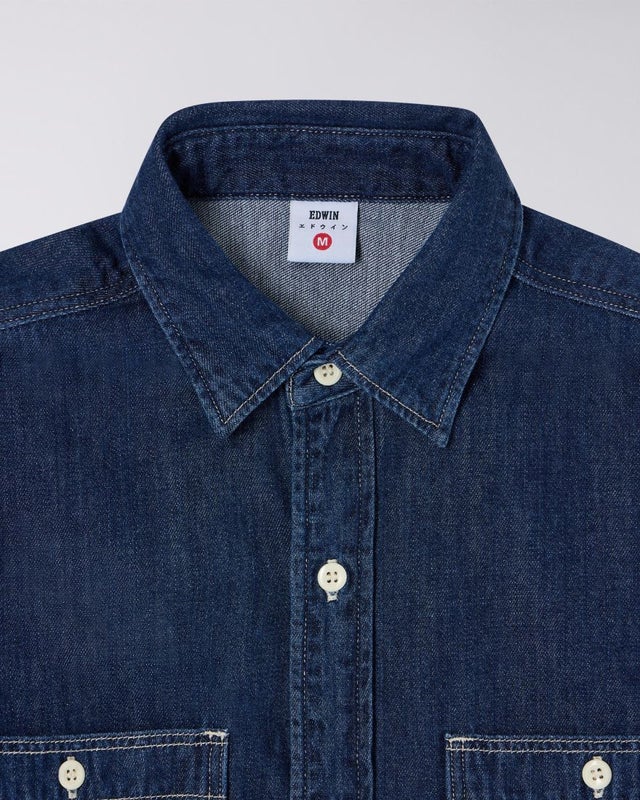 Edwin Work Shirt, blue dark used