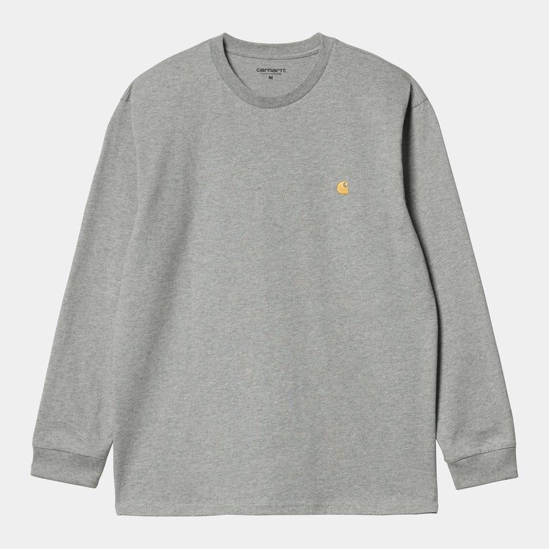 Carhartt L/S Chase tee, grey heather / gold