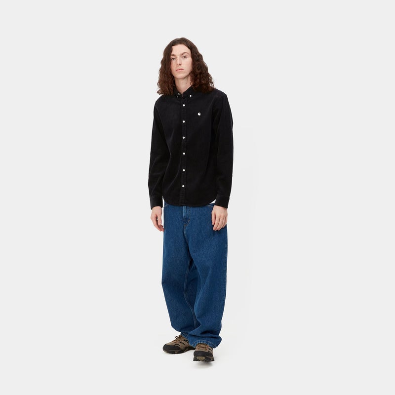 Carhartt Madison L/S Cord shirt,  black / wax