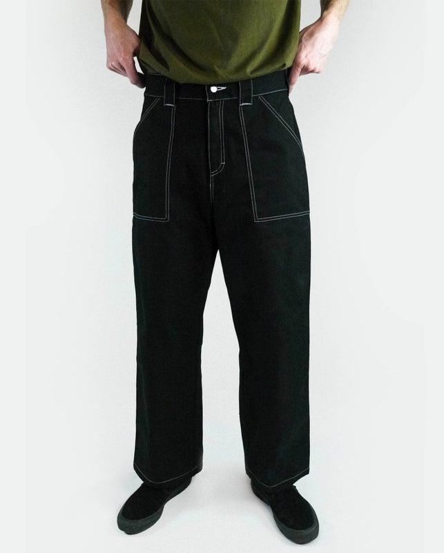 Poetic Collective Painter pants, black / white seams