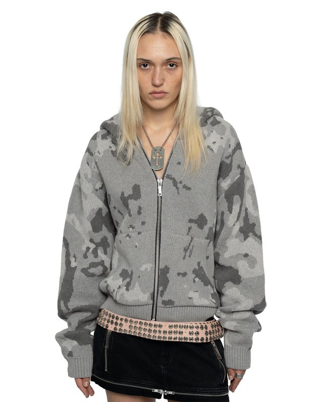Racer Grey Camo Knit Hoodie